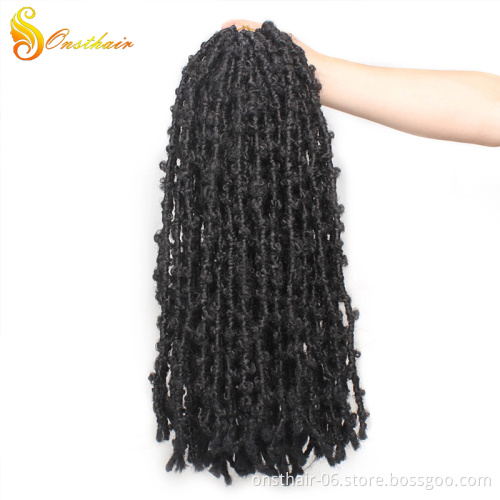 12inch 24inch Distressed Nu Locs Crochet Hair Butterfly Bob Faux Locs Crochet Braids Hair Black Messy Soft butterfly locs
